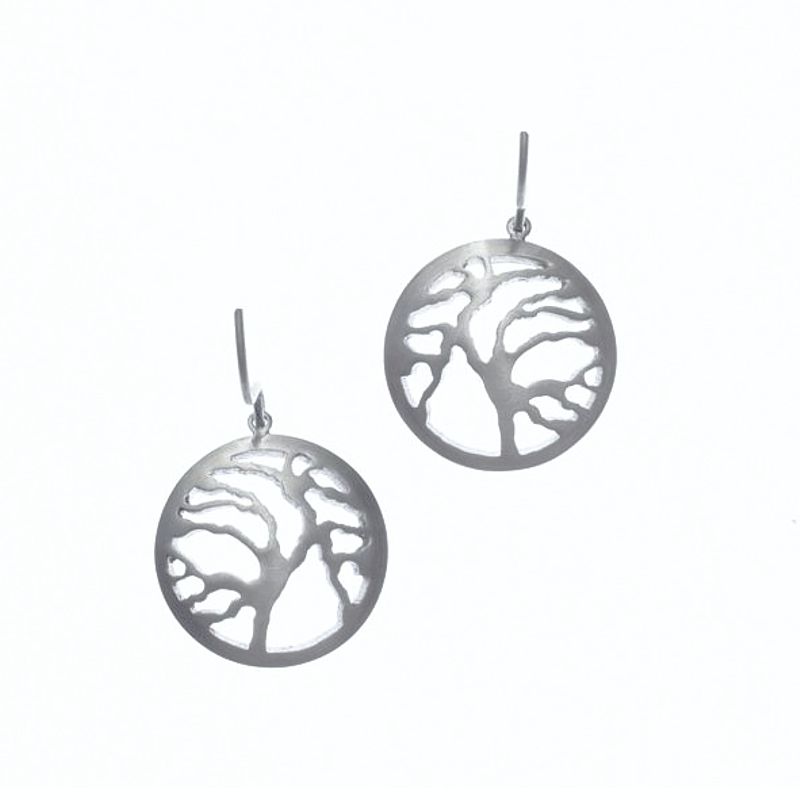 STEELX Brushed Steel Tree of Life Cut-out Circles - ER195 - Click Image to Close